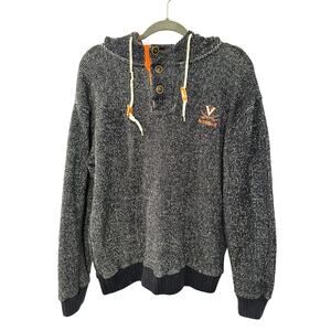 University of Virginia L Cavaliers Knit Hoodie Sweater COTTON Pullover Navy Blue